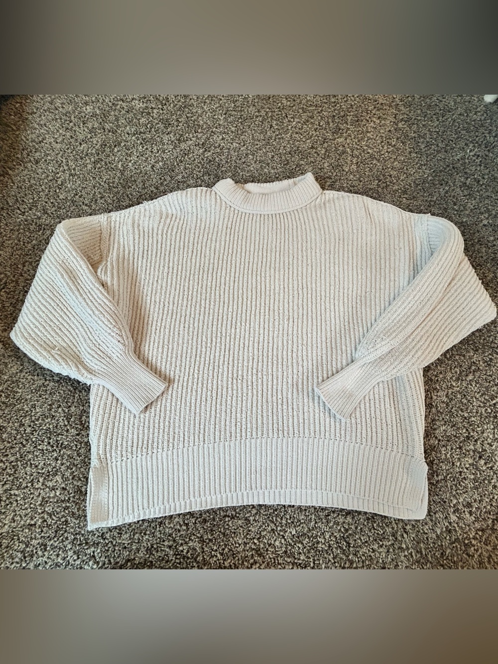 aerie Cream Ribbed Turtleneck Sweater